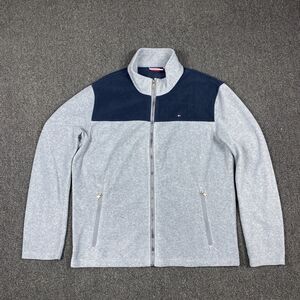 Tommy Hilfiger Jacket Fleece Gray Two Tone Casual Full Zip Sweater Size Large